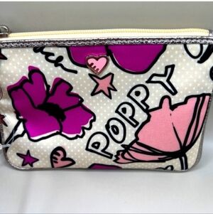 Coach Poppy Floral Wristlet Pink and Silver EUC TO LIKE NEW